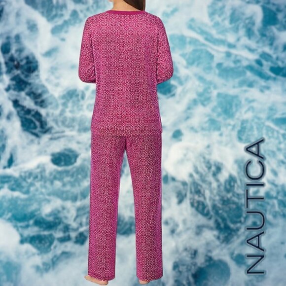 Nautica | 2 Piece Cozy Fleece Pajama Sleepwear Set | Purple | NWT - Picture 3 of 5